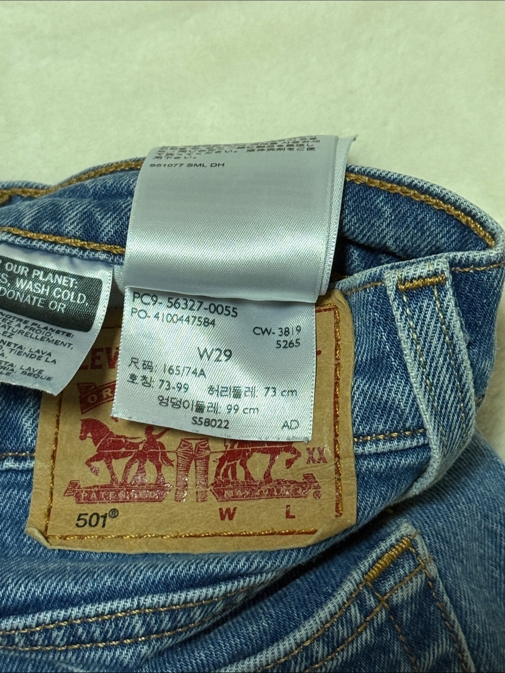 Levi's 501 Distressed Blue Denim Cutoff Shorts - Picture 3 of 3